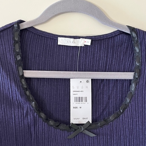 NWT Lush Brand Navy Stretchy Bodycon Dress Women’s size medium - Picture 9 of 15